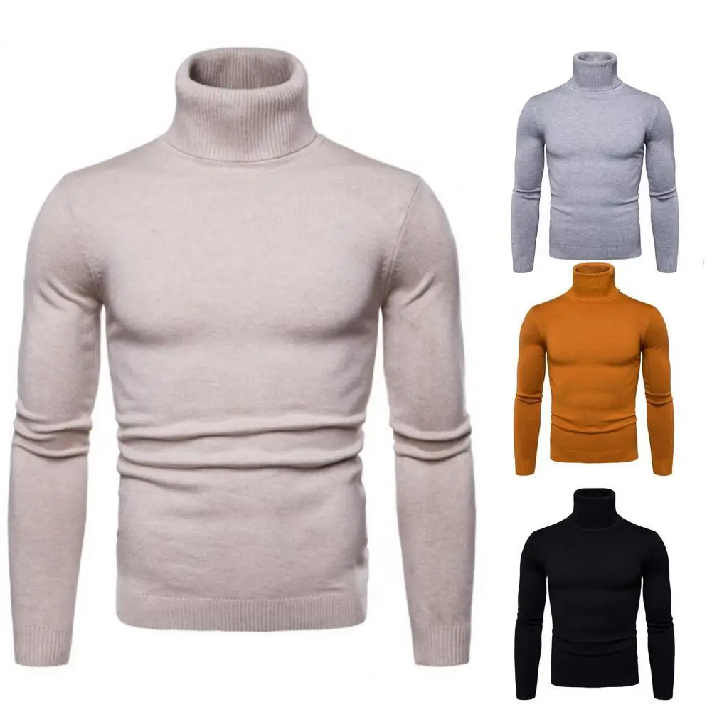 Casual barbati bază de iarnă pulover de culoare solidă înalt pulover casual slim pulover tricotat barbati pulovere tricotate reducere > & Tricouri | Restaurantcarol.ro