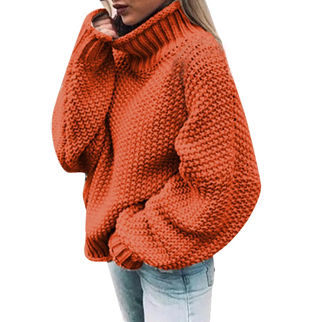 Femei pe umăr pulover supradimensionat cu guler tricotate casual solidă maneca lunga pulover vrac top 2021 de iarnă reducere > Pulovere Restaurantcarol.ro