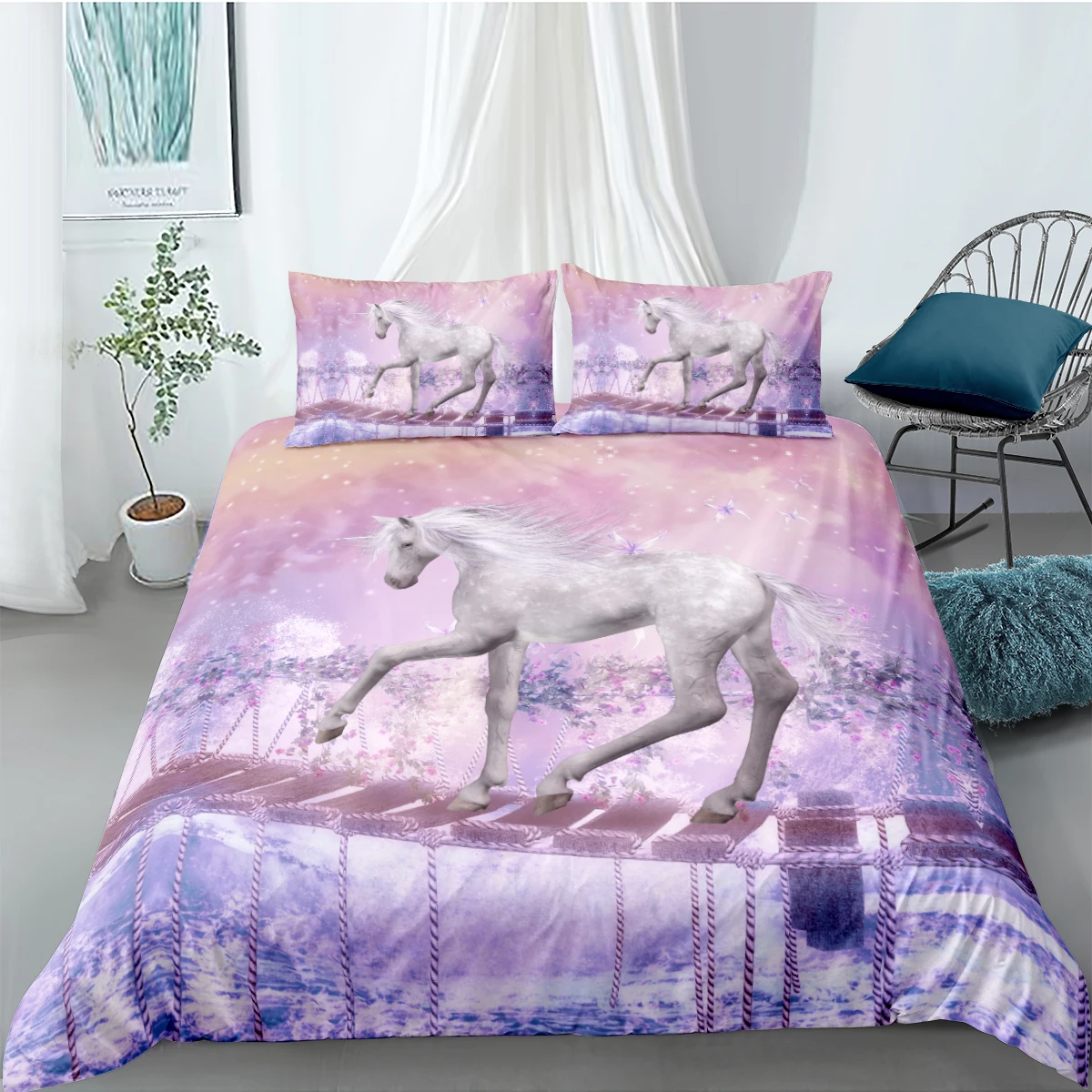 Extreme poverty Arrowhead element 3d violet set de lenjerie de pat cal husă de pilotă seturi de animale  lenjerie de pat pat fete de perna dublu complet singur twin regina king  size 160*220 cm reducere >