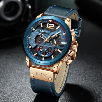 LIGE 2022 Nouă Ceasuri Sport pentru Barbati Blue Top Brand de Lux Militare Impermeabil Ceas din Piele de Om de Moda Cronograf Ceas de mână