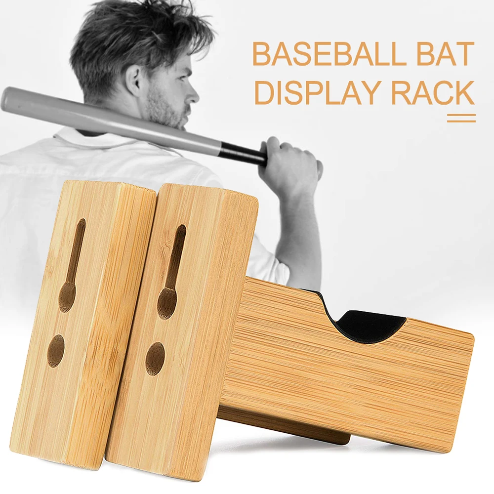 1 set bâtă de baseball de afișare montat pe perete bâtă de baseball suport rack & hockey non-alunecare de bambus solide bat organizator reducere > Casa De Depozitare &