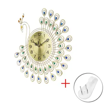 Mare 3D cu Diamante de Aur păun Ceas de Perete Metal Ceas pentru Acasa, Camera de zi de Decorare DIY Ceasuri Ornamente 53x53cm