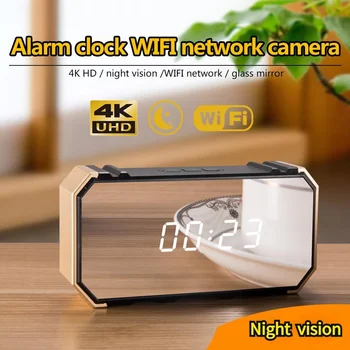 4K HD Oglindă Ceas cu Camera Wireless WIFI Camera Micro camera IR pentru Vedere de Noapte Deșteptător cameră Video Ceas Digital Video Mini DVR Cam Mici
