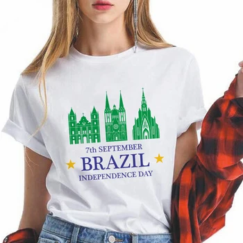Brazilia Grafic T Shirt Estetice Haine De Vară 2021 Femei Supradimensionat Maneci Scurte Hipster Top Alb Urban Casual, De Potrivire