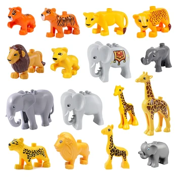 Mari Blocuri Animale Model girafa Seria Învățământ DIY Accesorii Jucării Pentru Copii Cadou Compatibil Cu Dimensiuni Mari Caramida