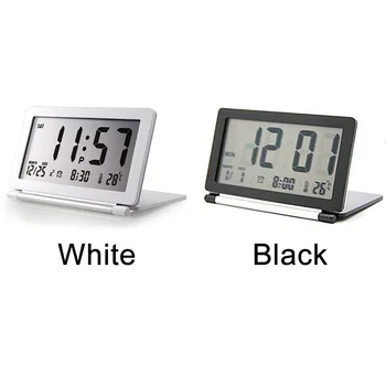Electronic Display LCD Rabatabil Calendar de Birou Tăcut Ceas Deșteptător Home Office Temperatura de Călătorie Flip Digital Mini