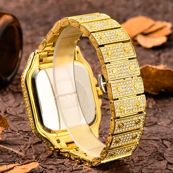 Hip Hop Gheață Ceasuri pentru Barbati Plin de Diamante Ceasuri Cuarț Ceasuri Patrati Impermeabil Dropshipping Aur Relogio Masculino 2021