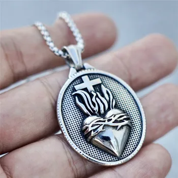 - Catolică preasfânta Inimă a lui Isus Medalie Medalion Pandantiv Colier din Oțel Inoxidabil