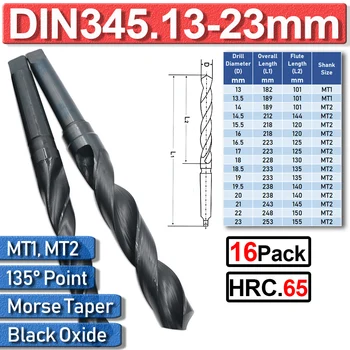 13-23mm Oxid Negru Morse Taper Burghiu Metric Dimensiune Morse Taper Shank Twist Drill Bits Pentru Lemn material Plastic Metal Foraj D30